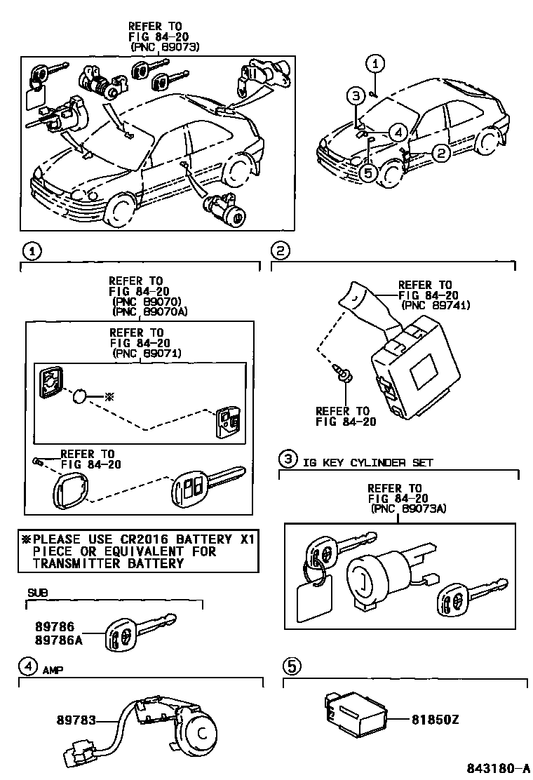 Toyota COROLLA 防盗装置 EPC diagram — 843180A