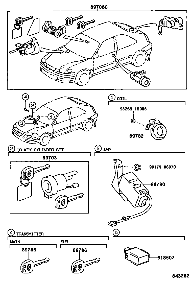 Toyota COROLLA 防盗装置 EPC diagram — 843282