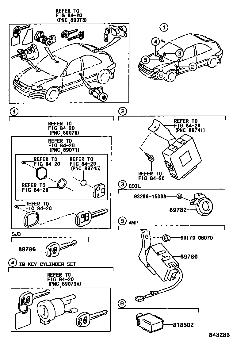 Toyota COROLLA 防盗装置 EPC diagram — 843283