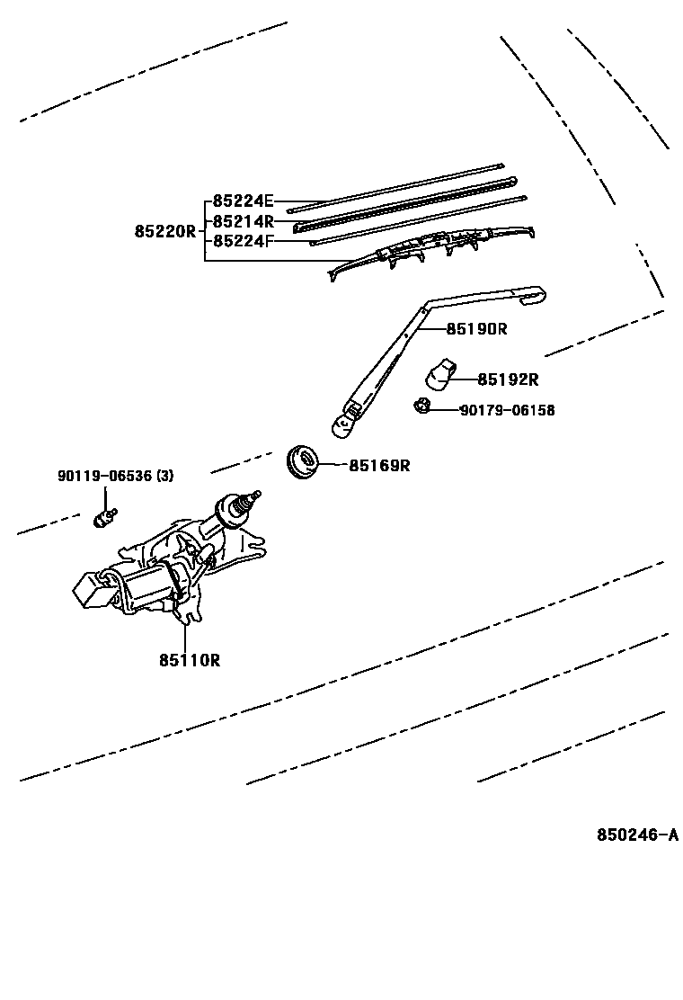 Toyota COROLLA 后刮水器 EPC diagram — 850246A