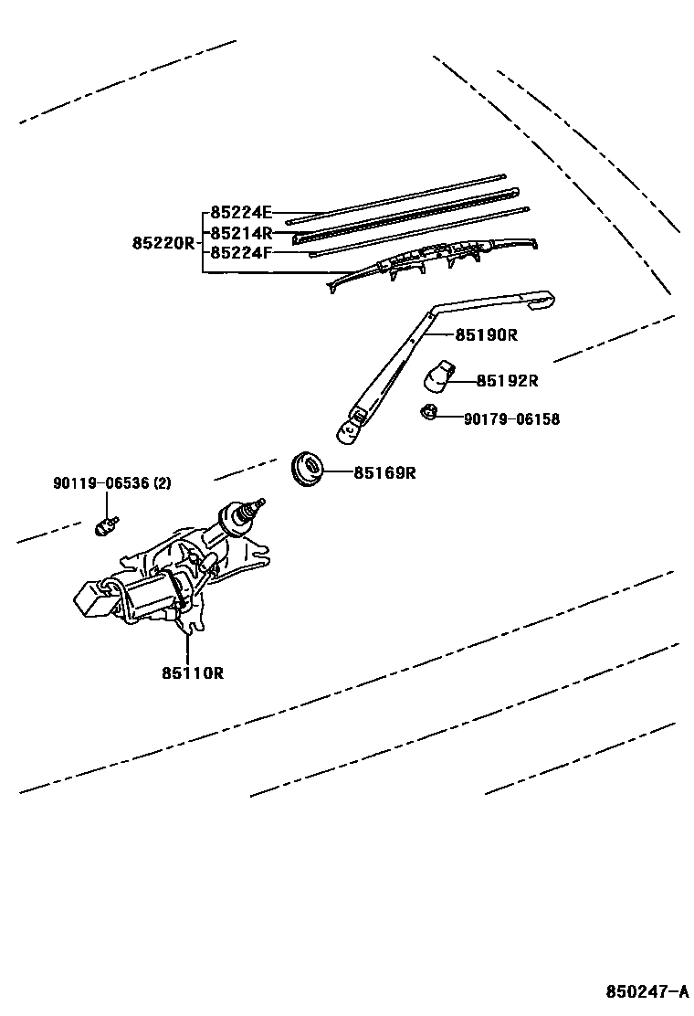 Toyota COROLLA 后刮水器 EPC diagram — 850247A