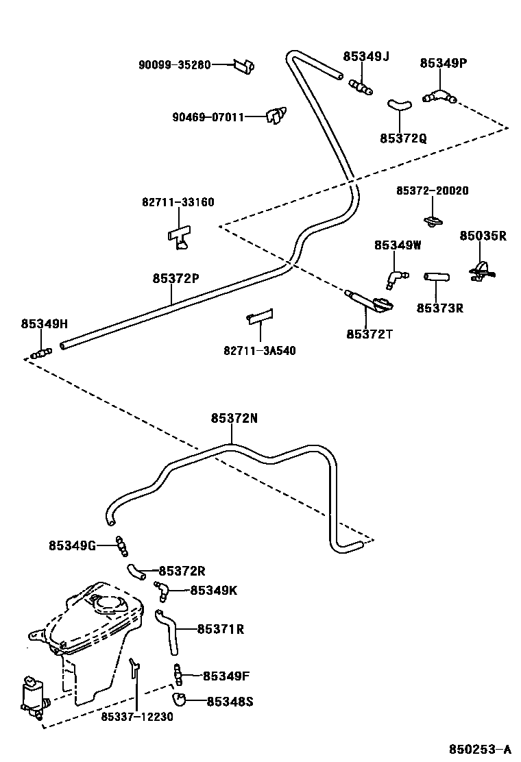 Toyota COROLLA 后清洗器 EPC diagram — 850253A