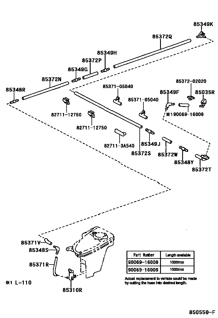 Toyota COROLLA 后清洗器 EPC diagram — 850550F