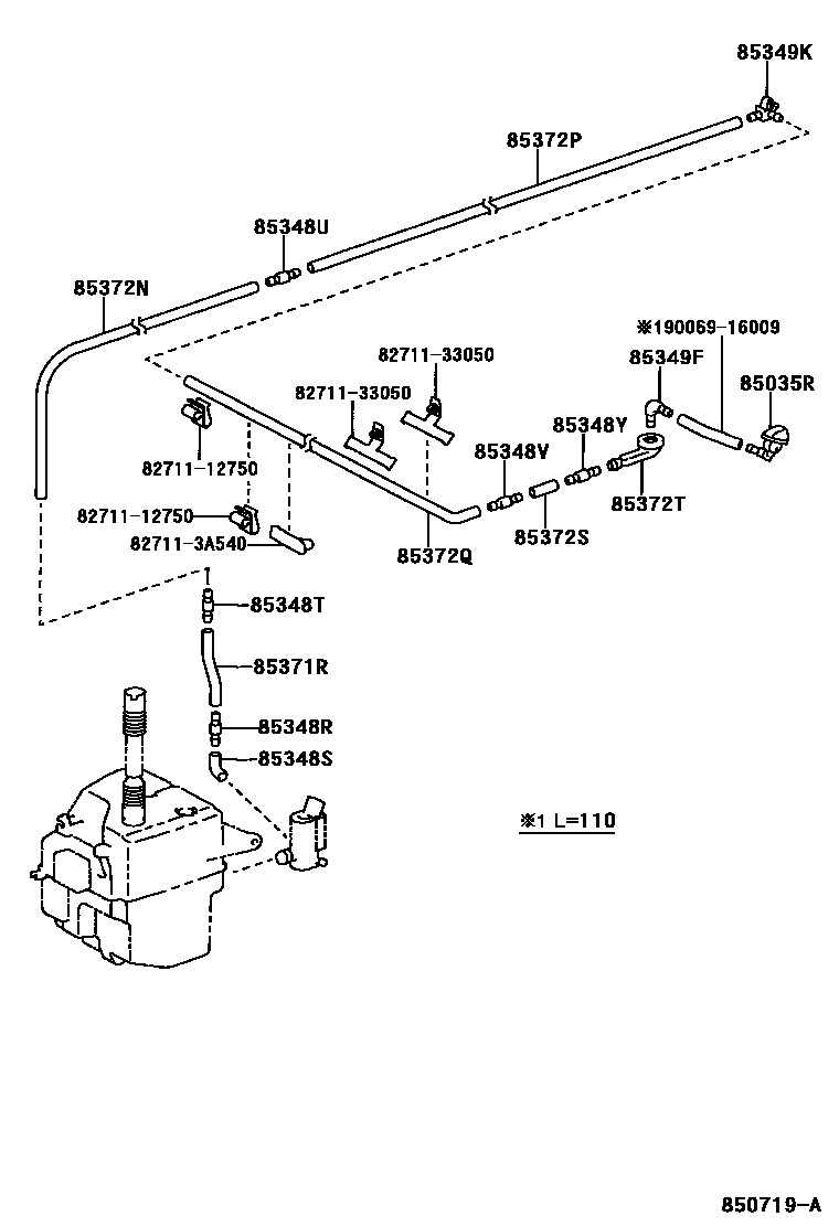 Toyota COROLLA 后清洗器 EPC diagram — 850719A