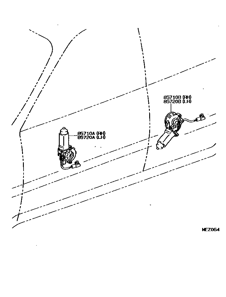 Toyota COROLLA 车门电机和车门电磁阀 EPC diagram — MEZ064