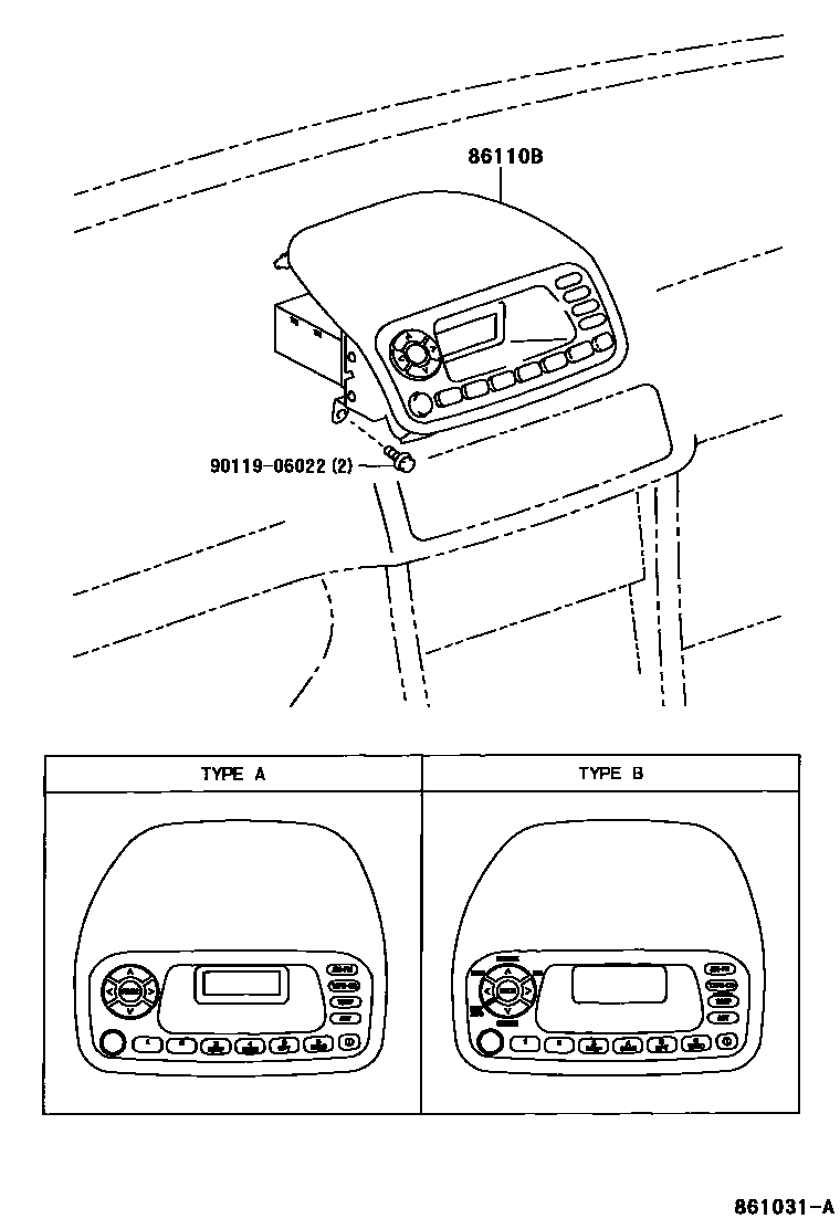 Toyota COROLLA 导航和前监视器显示屏 EPC diagram — 861031A