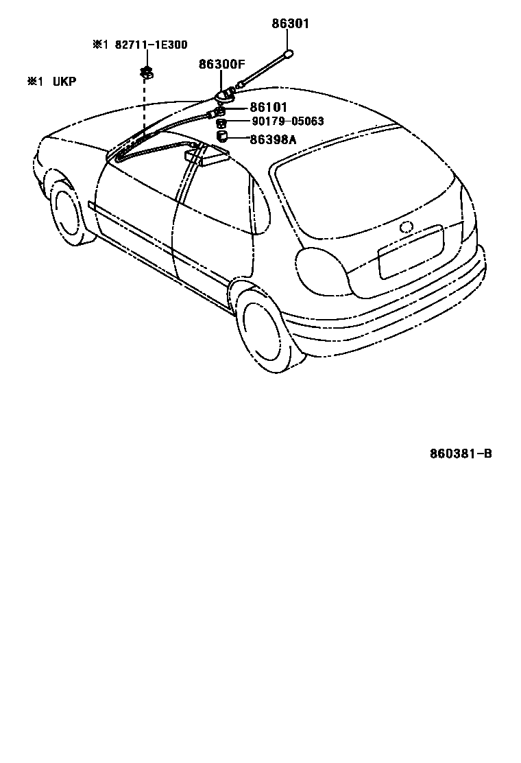 Toyota COROLLA antenna EPC diagram — 860381B