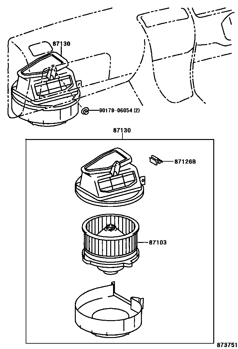 Toyota COROLLA 暖风和空调系统 - 加热装置和鼓风机 EPC diagram — 873751