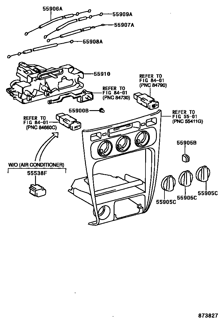 Toyota COROLLA 暖风和空调系统 - 控制器和风管 EPC diagram — 873827