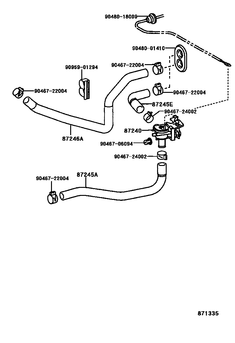 Toyota COROLLA 暖风和空调系统 - 水管 EPC diagram — 871335