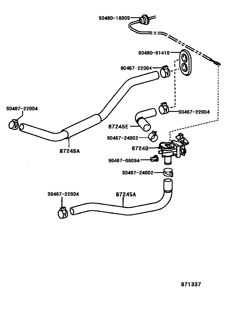Toyota COROLLA 暖风和空调系统 - 水管 EPC diagram — 871337