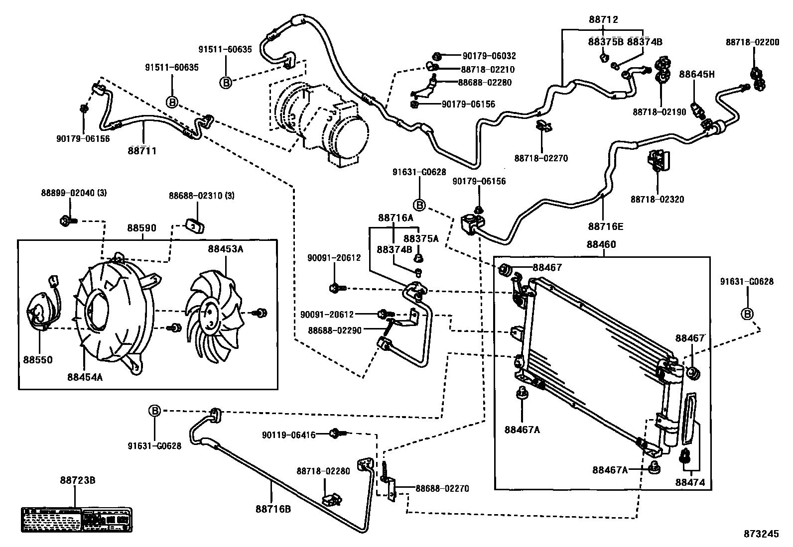 Toyota COROLLA Heating & Air Conditioning - Cooler Piping EPC diagram — 873245