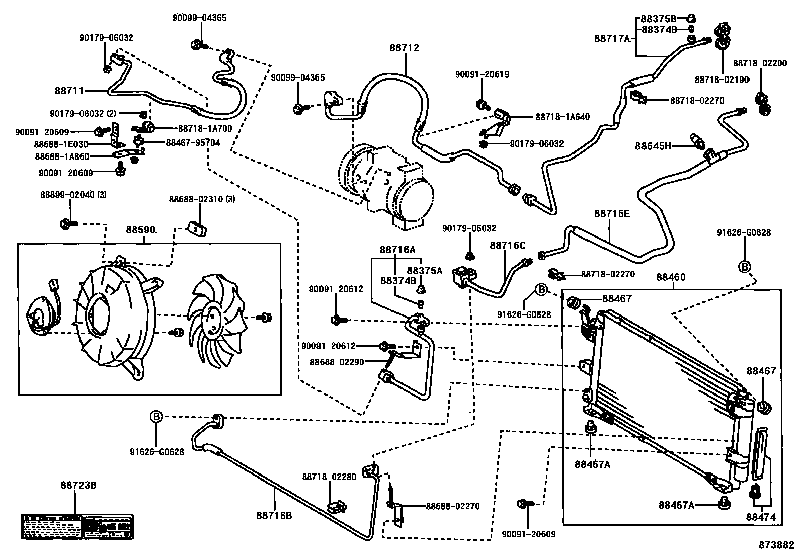 Toyota COROLLA Heating & Air Conditioning - Cooler Piping EPC diagram — 873882