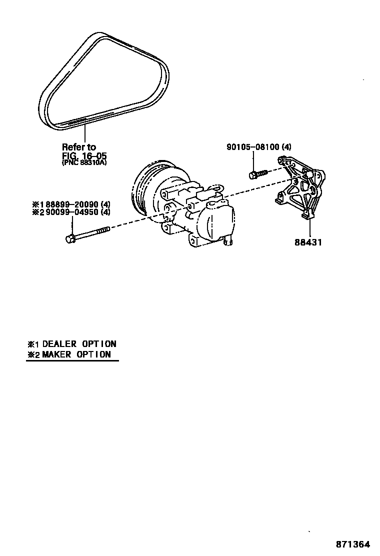 Toyota COROLLA Heating & Air Conditioning - Compressor EPC diagram — 871364