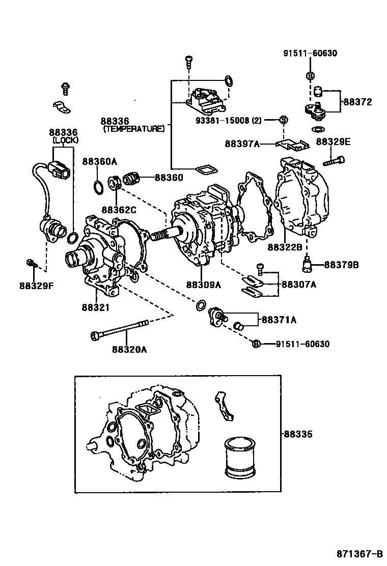 Toyota COROLLA Heating & Air Conditioning - Compressor EPC diagram — 871367B