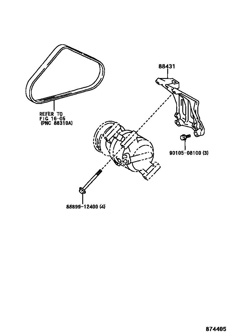 Toyota COROLLA Heating & Air Conditioning - Compressor EPC diagram — 874405