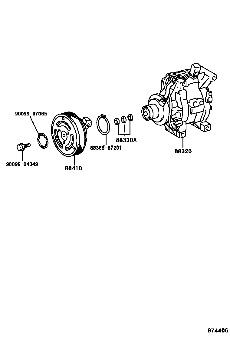 Toyota COROLLA Heating & Air Conditioning - Compressor EPC diagram — 874406