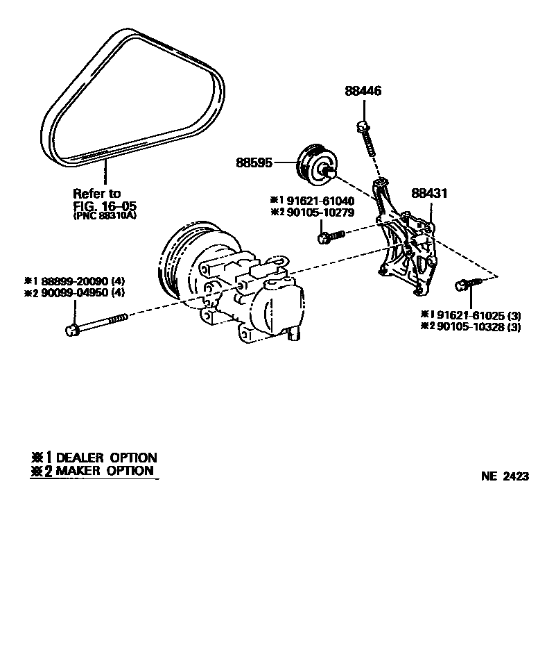 Toyota COROLLA Heating & Air Conditioning - Compressor EPC diagram — NE2423