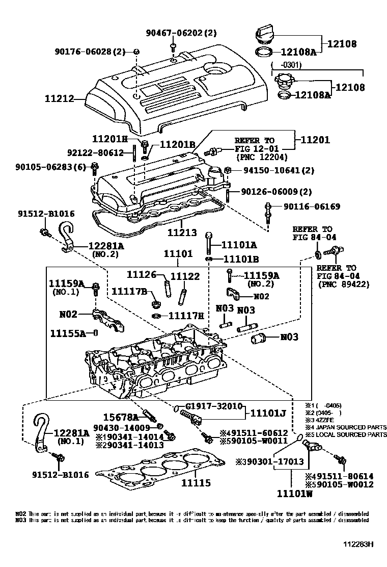 Toyota COROLLA Cylinder Head EPC diagram — 112283J