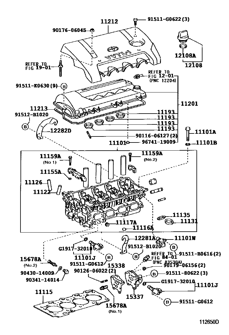 Toyota COROLLA Cylinder Head EPC diagram — 112650D