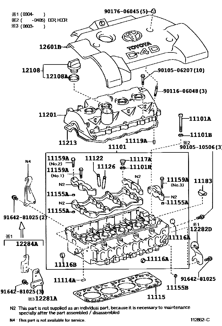 Toyota COROLLA Cylinder Head EPC diagram — 112862C