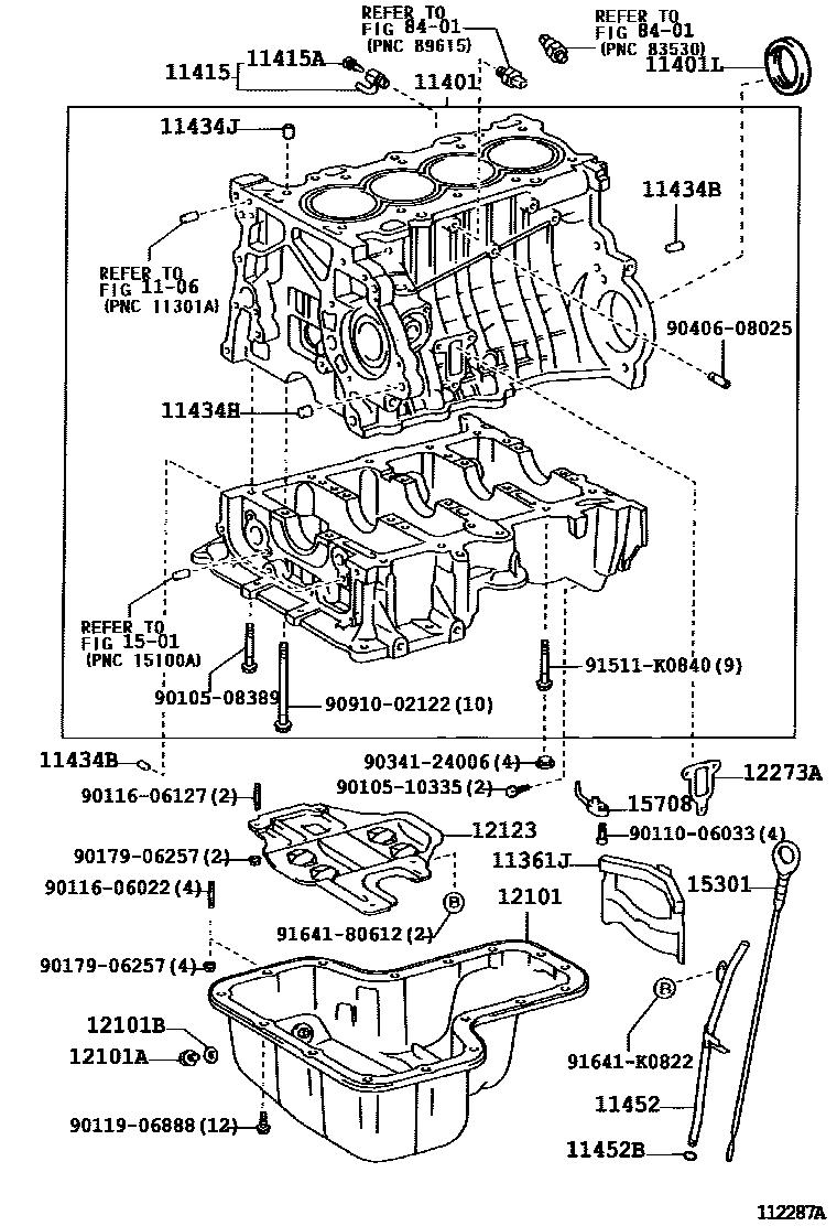 Toyota COROLLA Cylinder Block EPC diagram — 112287A
