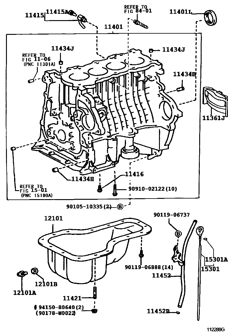 Toyota COROLLA Cylinder Block EPC diagram — 112288G