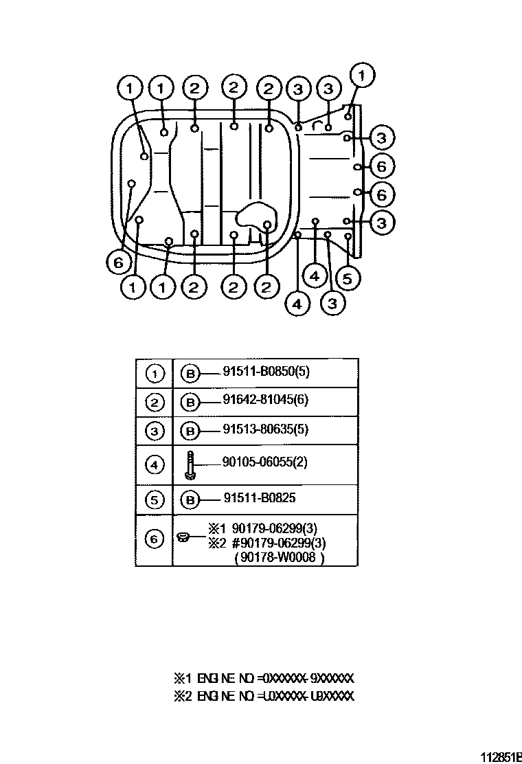 Toyota COROLLA Cylinder Block EPC diagram — 112851B