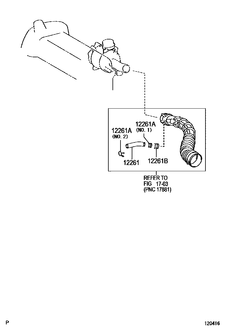 Toyota COROLLA Ventilation Hose EPC diagram — 120416