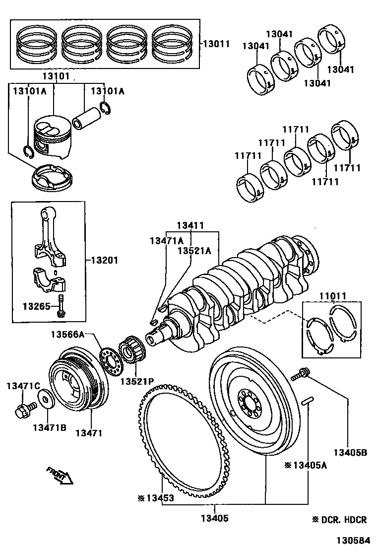 Toyota COROLLA Crankshaft & Piston EPC diagram — 130584