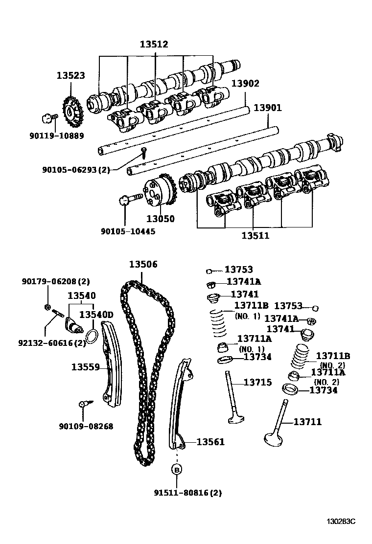 Toyota COROLLA Camshaft & Valve EPC diagram — 130283C
