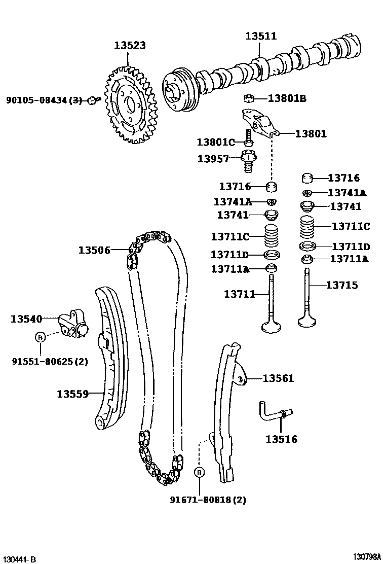 Toyota COROLLA Camshaft & Valve EPC diagram — 130798A