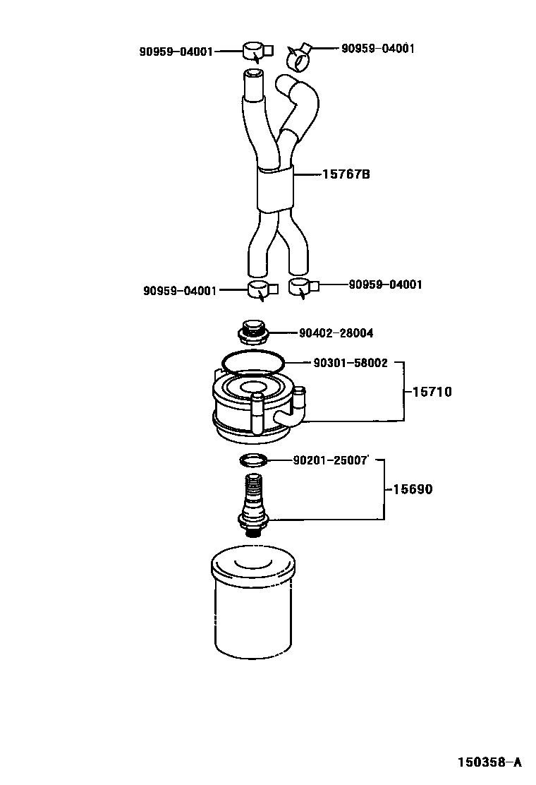 Toyota COROLLA Engine Oil Cooler EPC diagram — 150358A