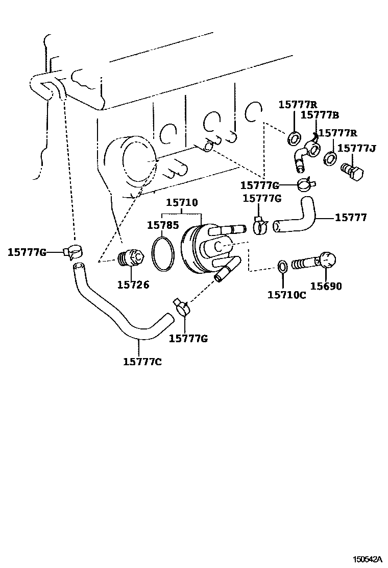 Toyota COROLLA Engine Oil Cooler EPC diagram — 150542A