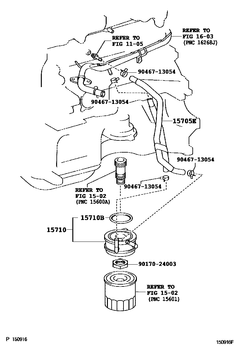 Toyota COROLLA Engine Oil Cooler EPC diagram — 150916F