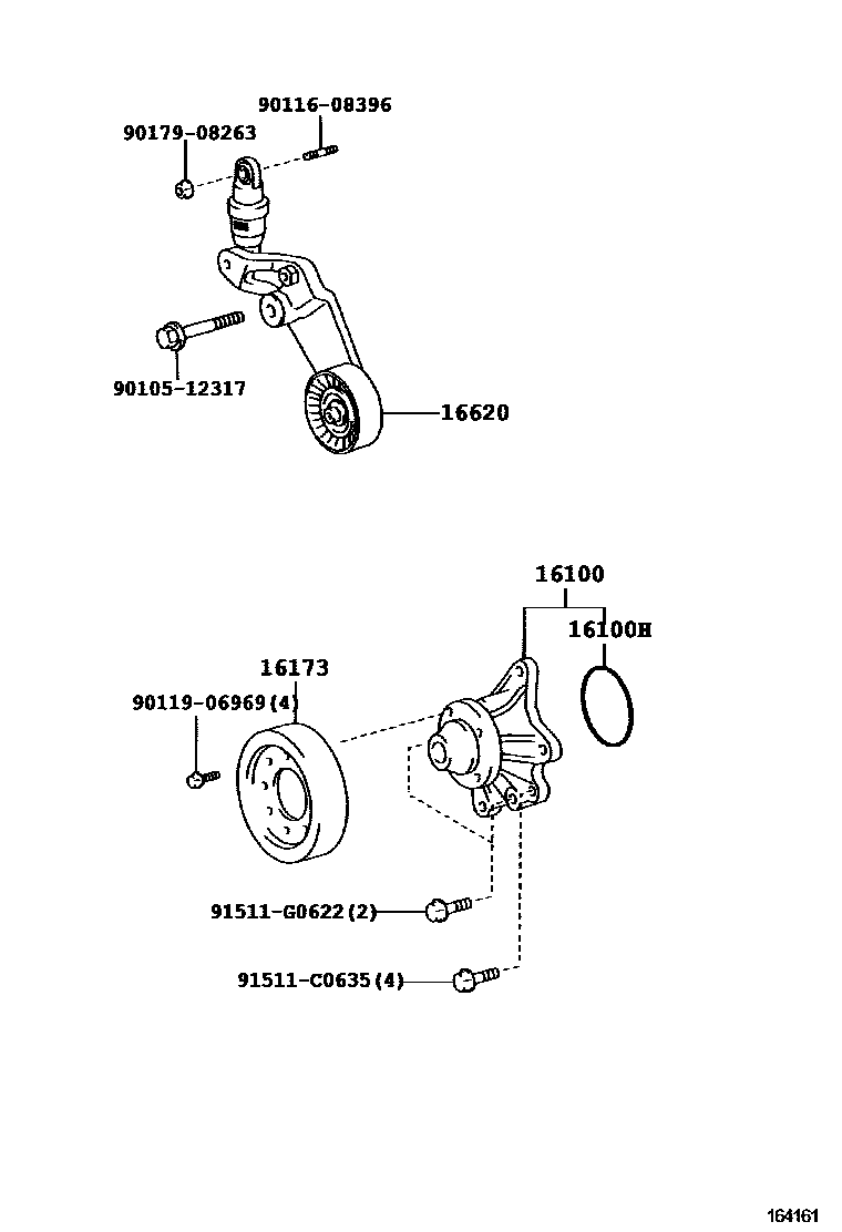 Toyota COROLLA Water Pump EPC diagram — 164161