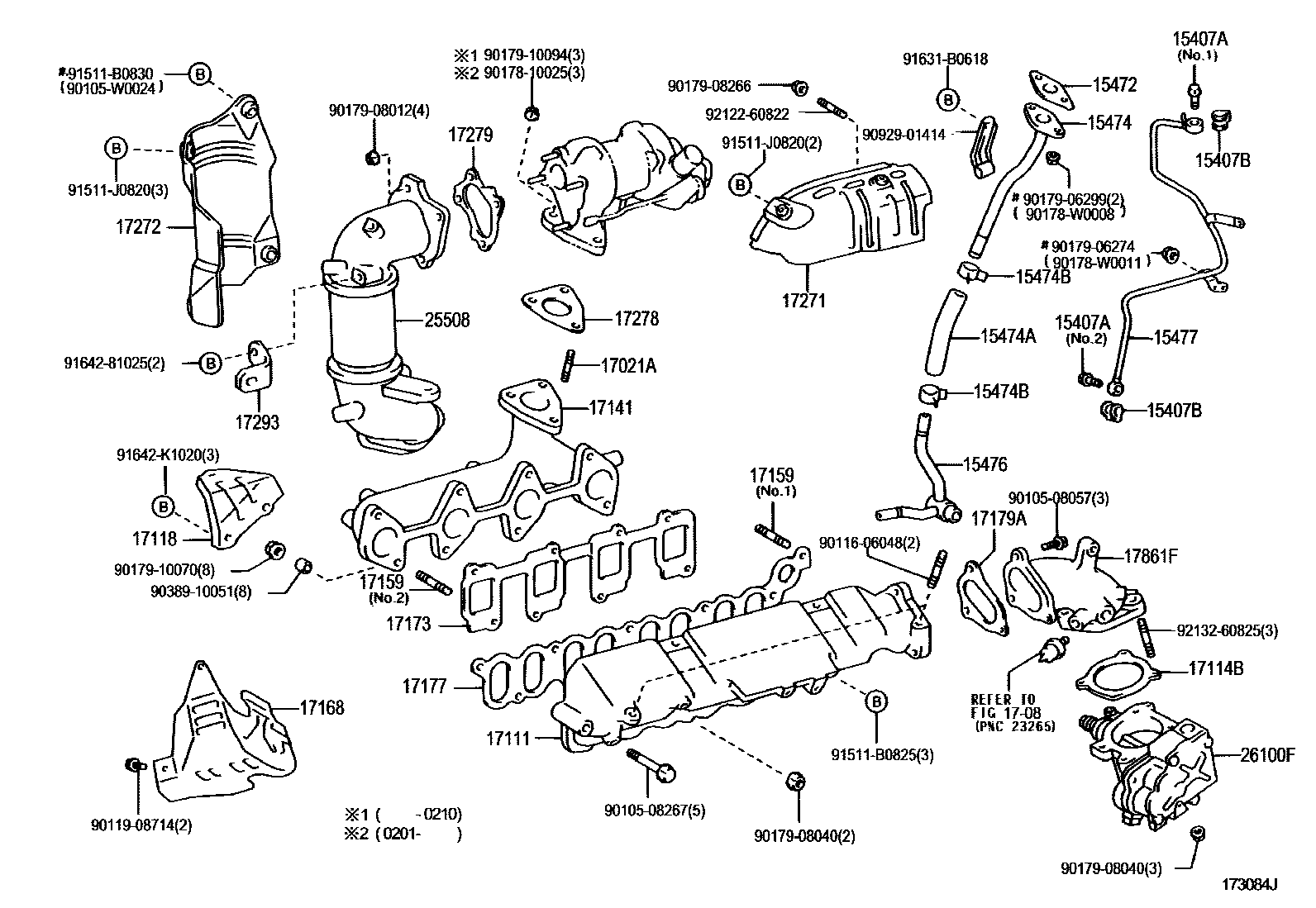 Toyota COROLLA Manifold EPC diagram — 173084J