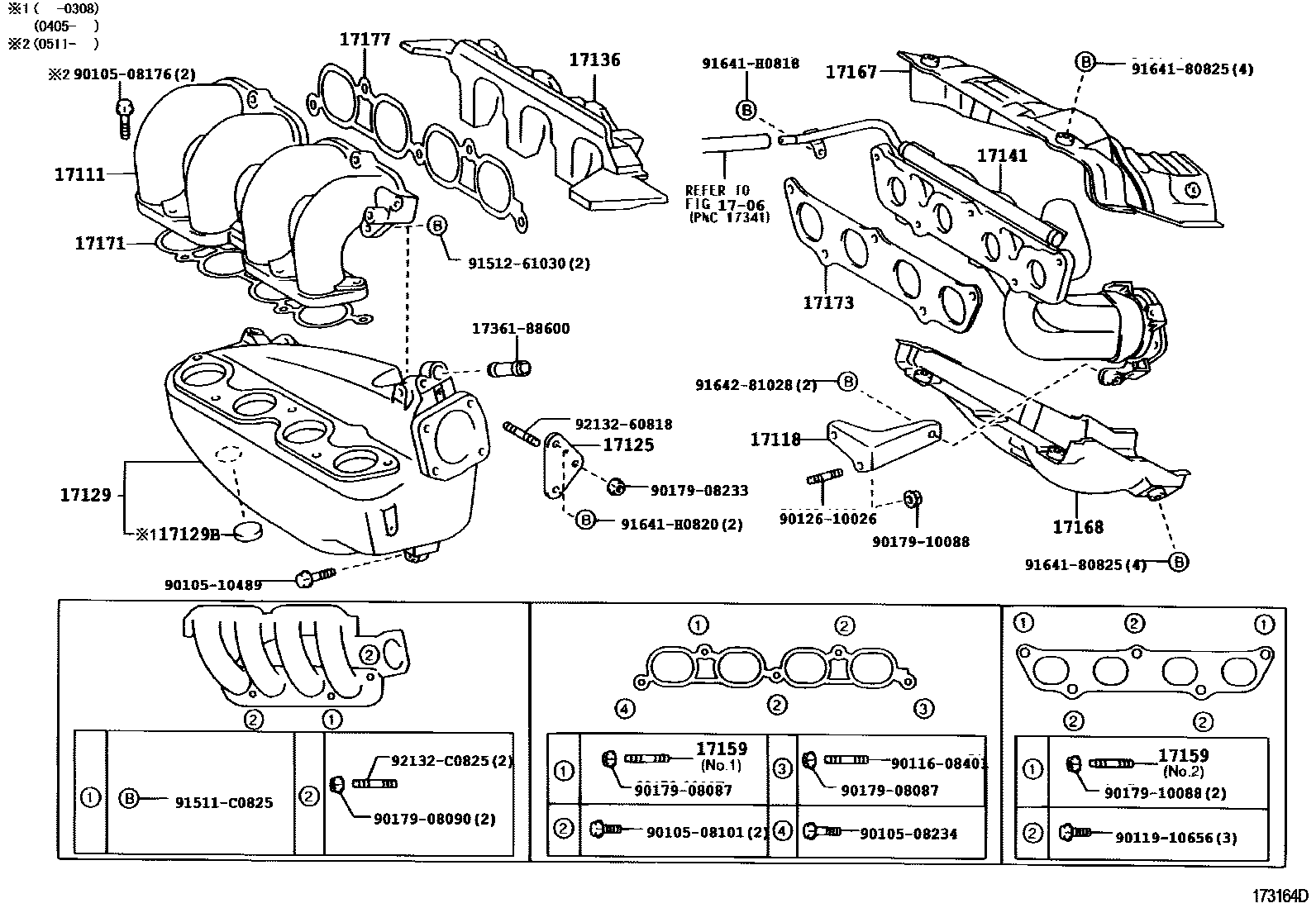 Toyota COROLLA Manifold EPC diagram — 173164E