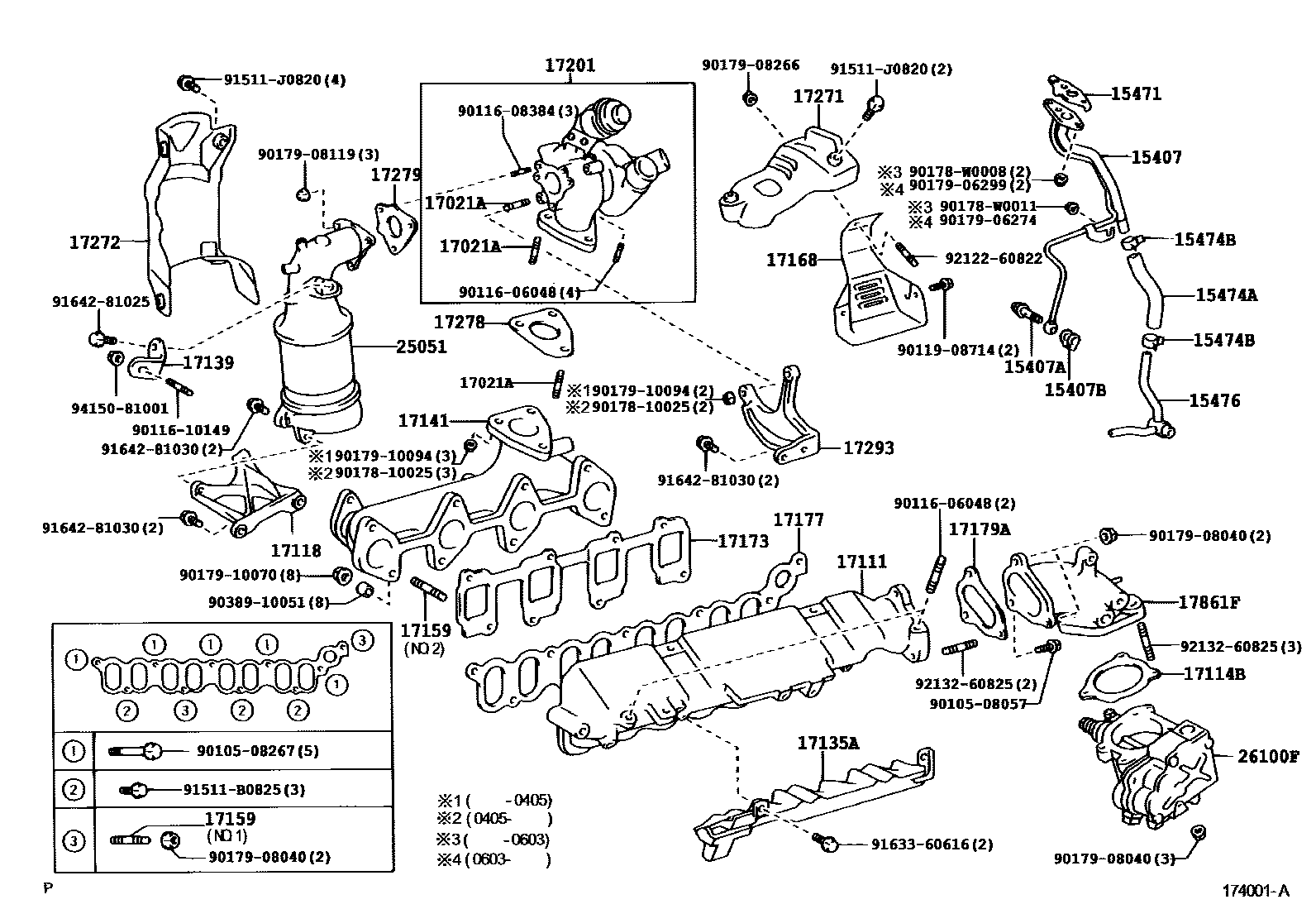 Toyota COROLLA Manifold EPC diagram — 174001A