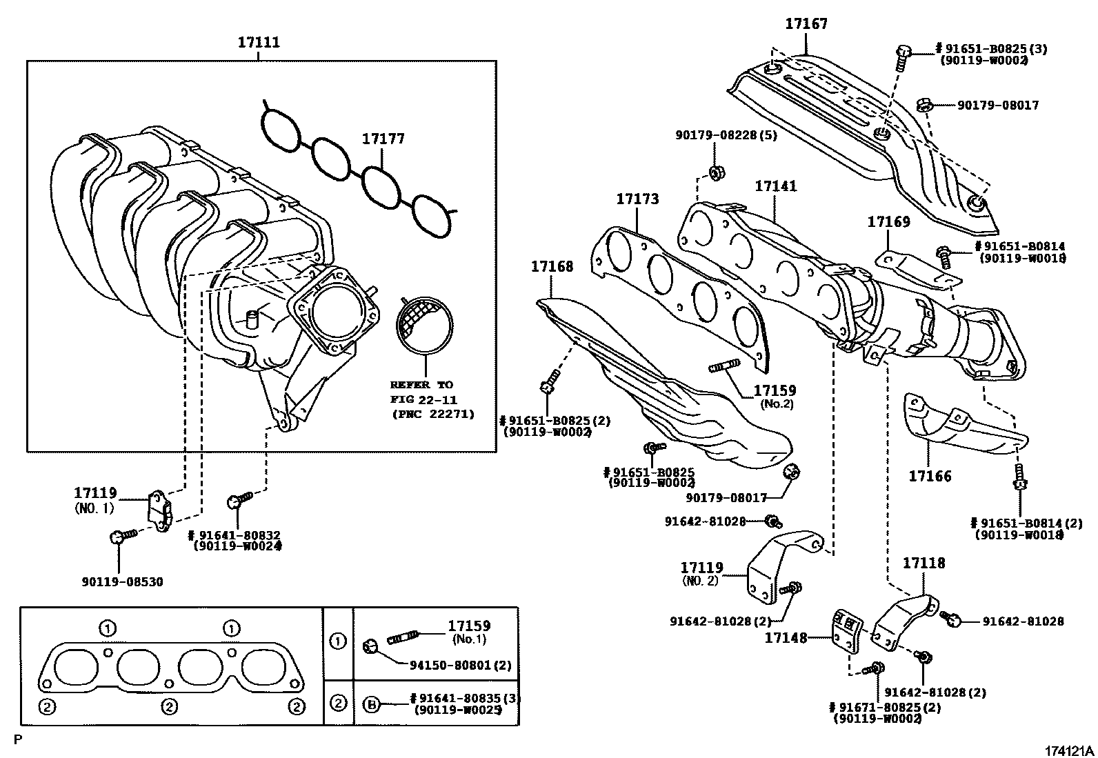 Toyota COROLLA Manifold EPC diagram — 174121B