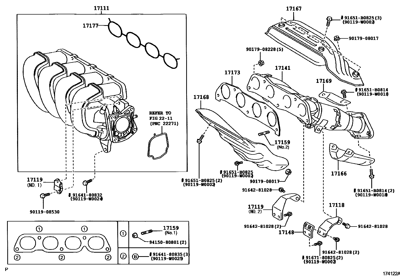 Toyota COROLLA Manifold EPC diagram — 174122B