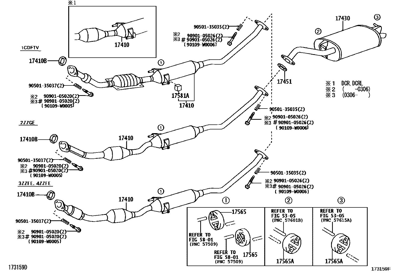 Toyota COROLLA Exhaust Pipe EPC diagram — 173159F