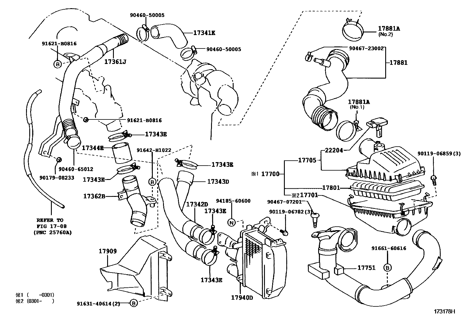 Toyota COROLLA Air Cleaner EPC diagram — 173178H