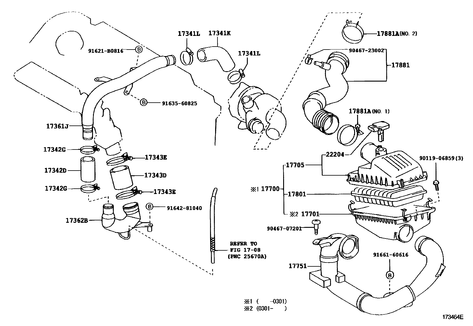 Toyota COROLLA Air Cleaner EPC diagram — 173464E
