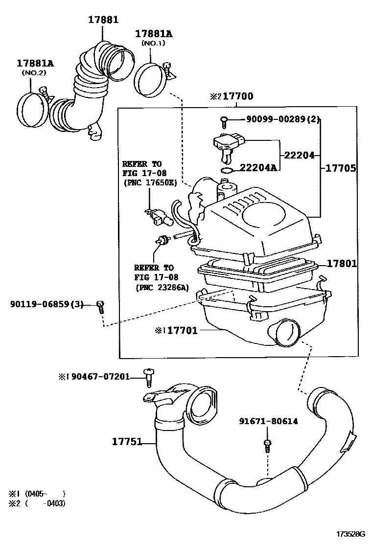 Toyota COROLLA Air Cleaner EPC diagram — 173528G