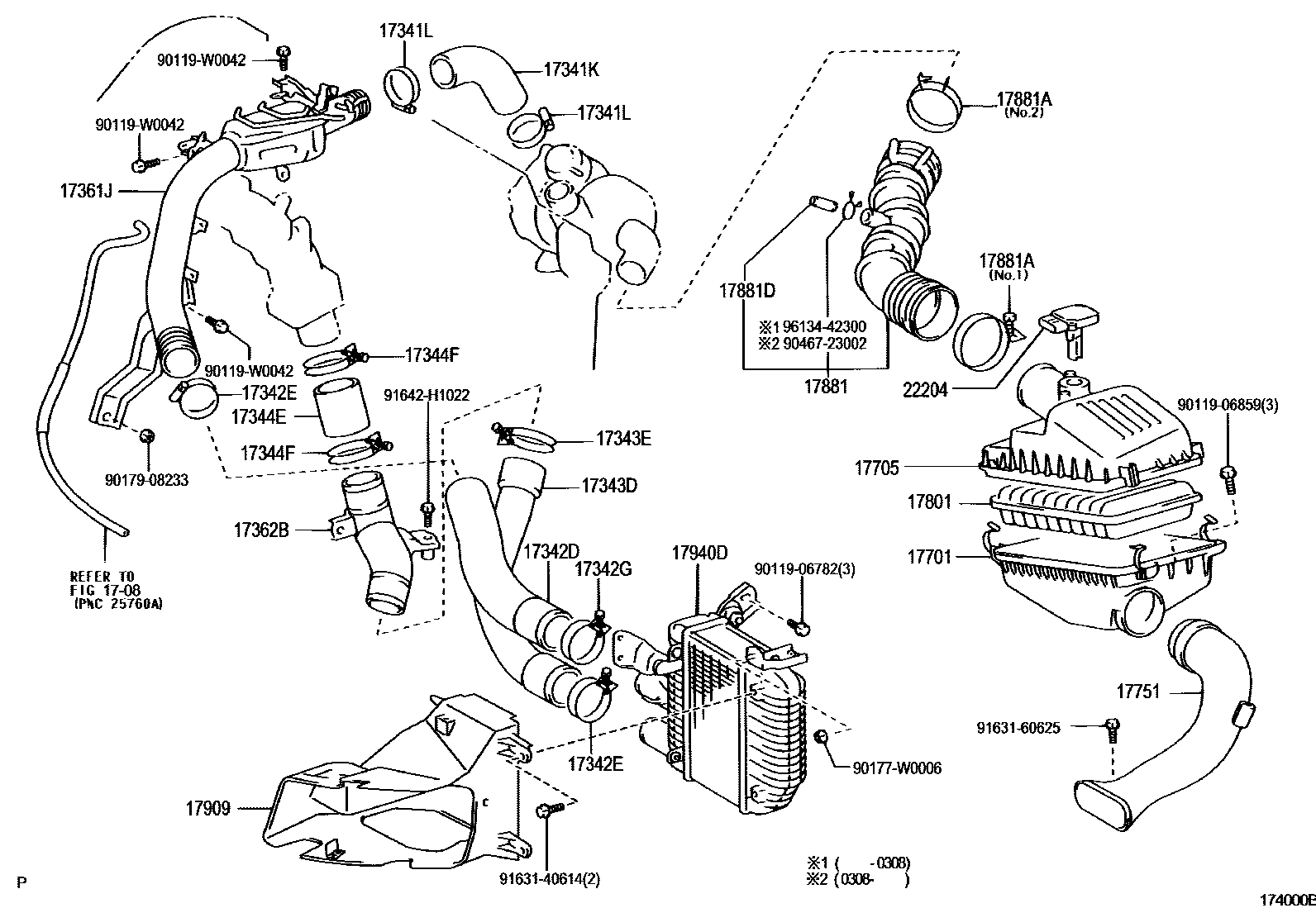 Toyota COROLLA Air Cleaner EPC diagram — 174000B