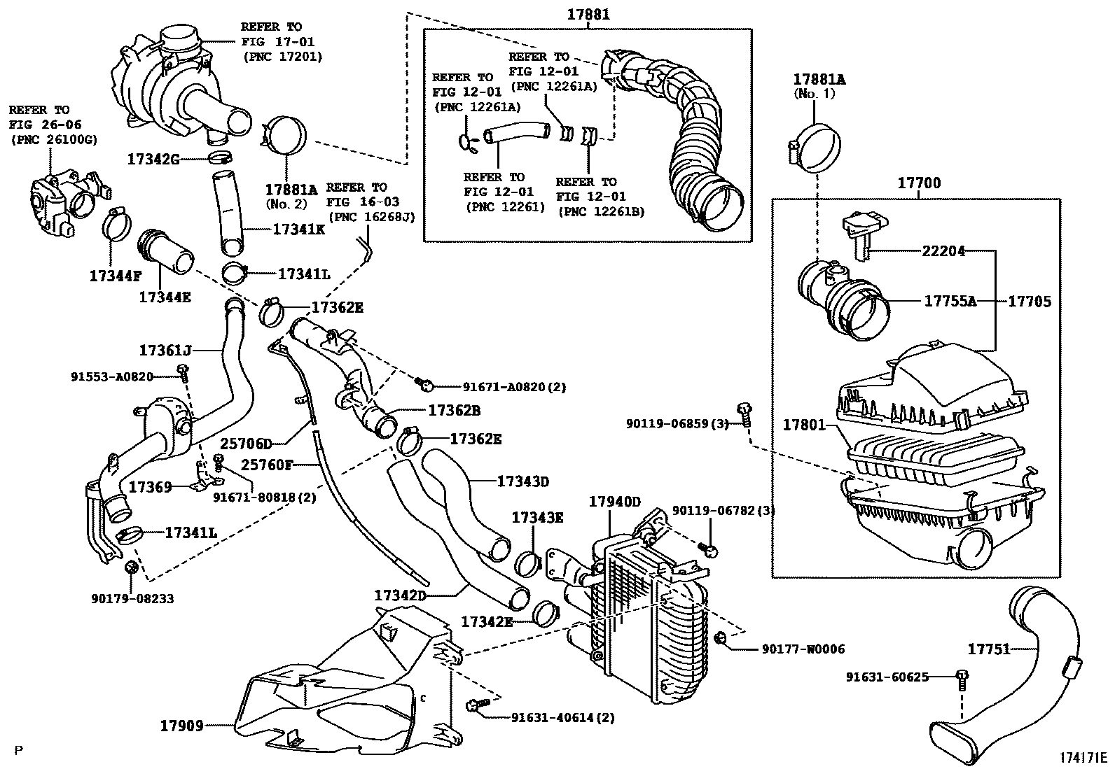 Toyota COROLLA Air Cleaner EPC diagram — 174171E
