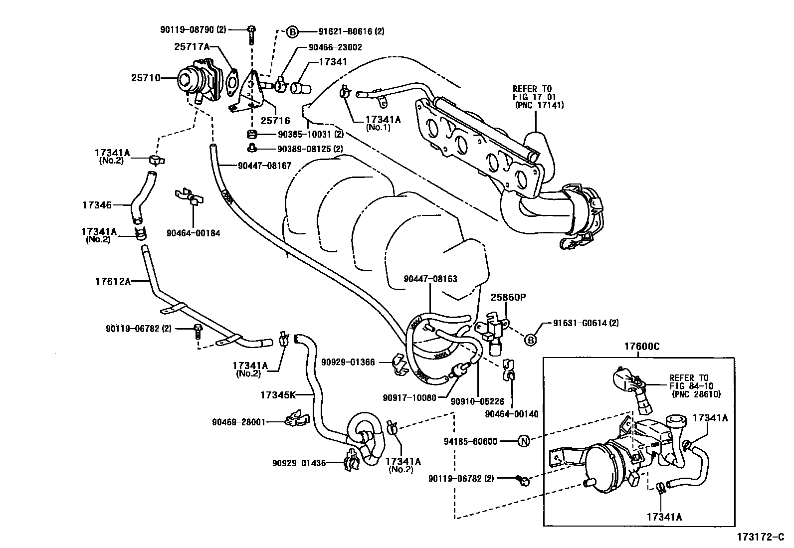Toyota COROLLA 歧管喷气系统 EPC diagram — 173172C