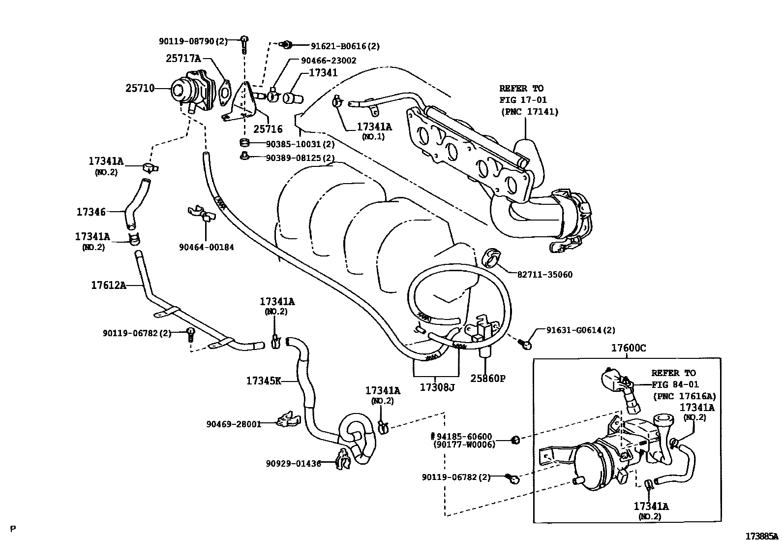 Toyota COROLLA 歧管喷气系统 EPC diagram — 173885A