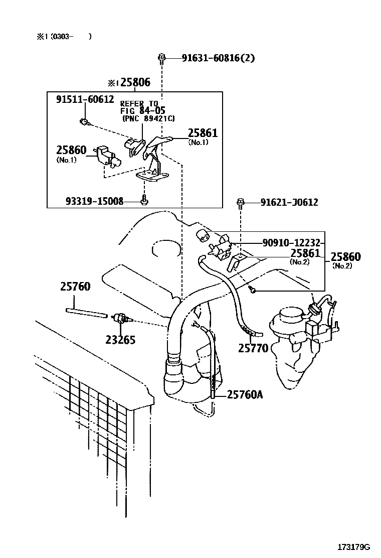 Toyota COROLLA vacuum tube EPC diagram — 173179G